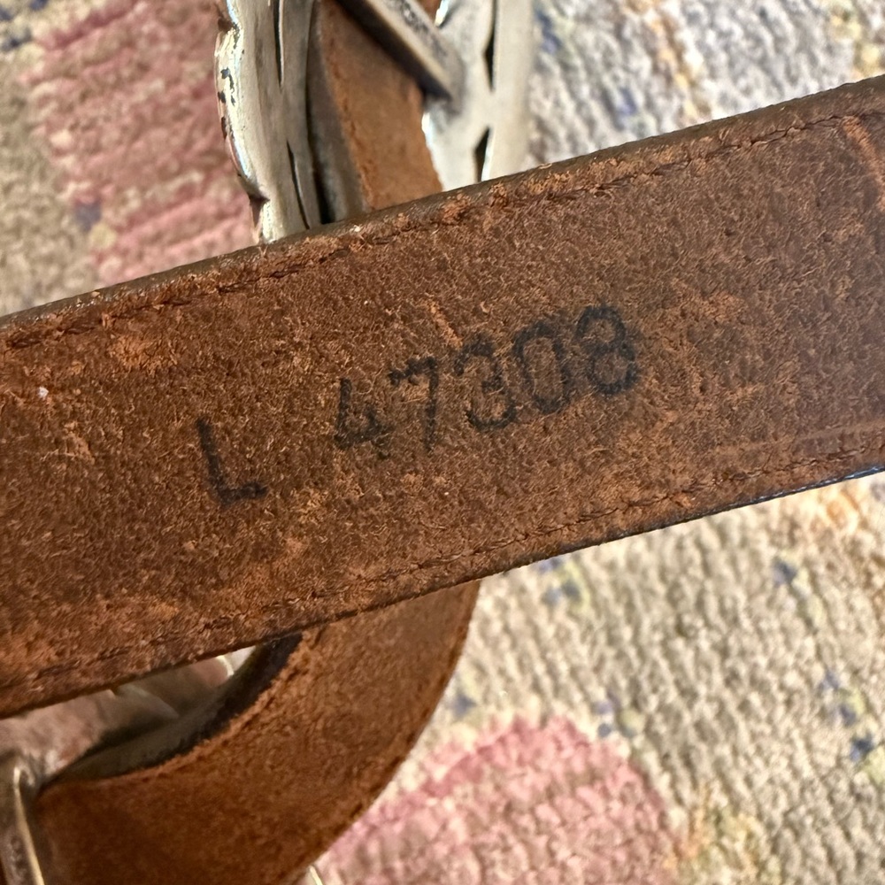 Brighton 1993 Sunflower Western Brown Leather Concho Belt Silver-Tone Buckles - Picture 9 of 9
